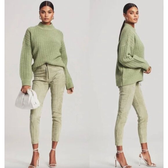 retrofete James Suede Zip Front Pant Sage Womens Size Medium